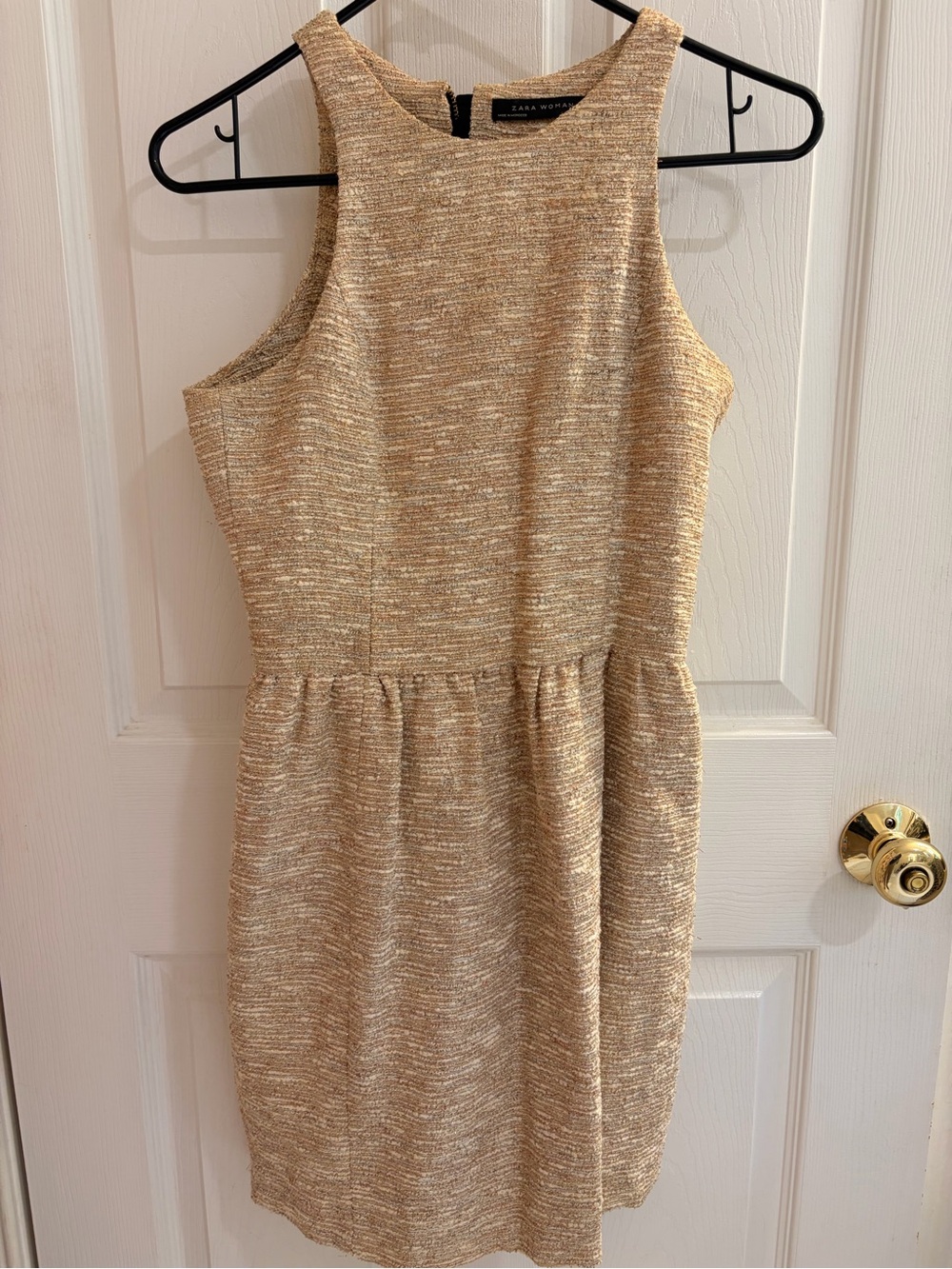 Zara Metallic Gold Knit Mini Dress